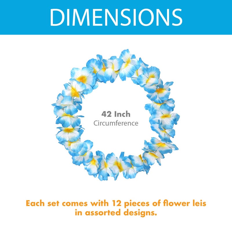 Millennial Essentials 12 Pack Thickened Hawaiian Leis Floral Necklace for Hula Dance Luau Party, Party Favors Celebrations and Decorations - Image 3